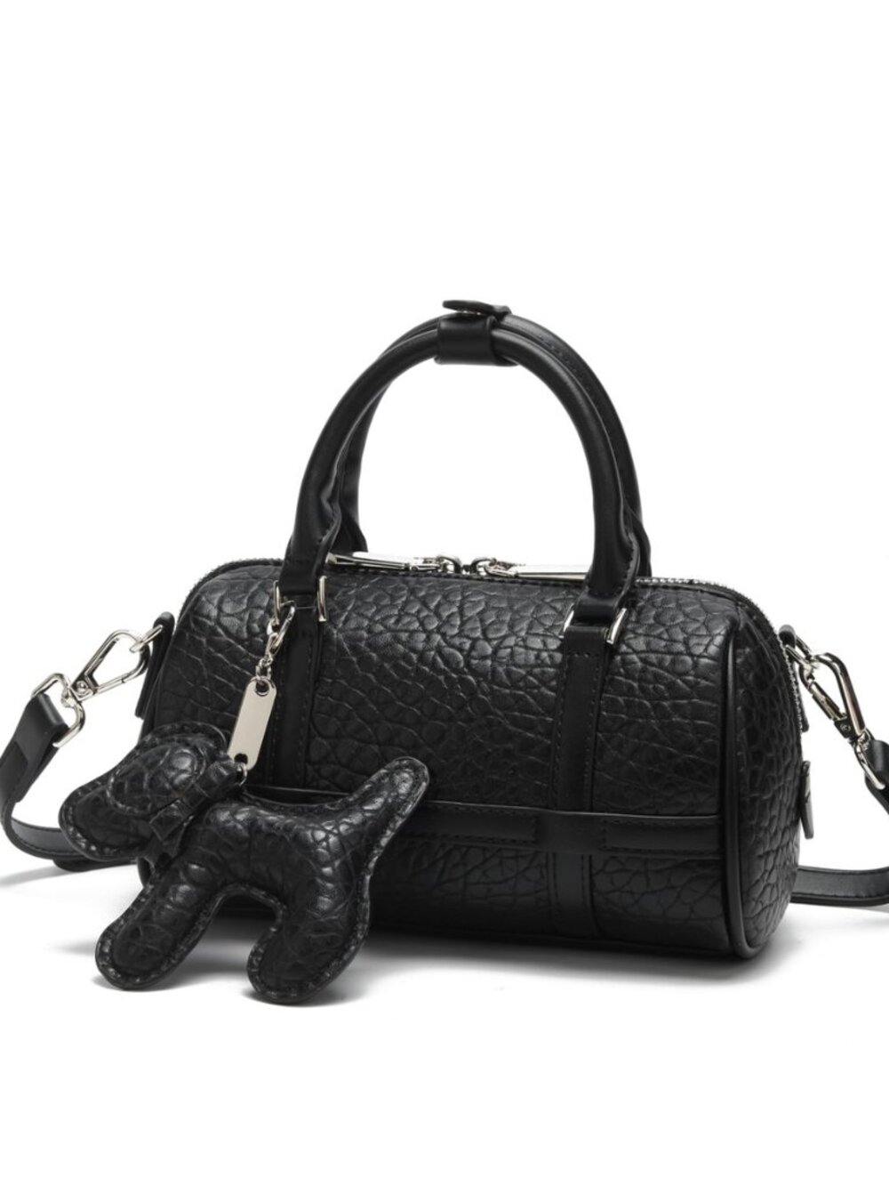 Women’s Mini Boston Bag 20cm, Crocodile Embossed PU Leather Small Satchel with